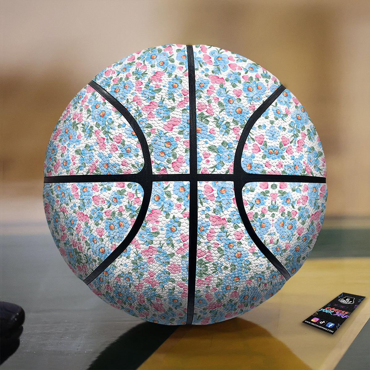 Heart And Flower Valentine's Day Print Pattern Basketball