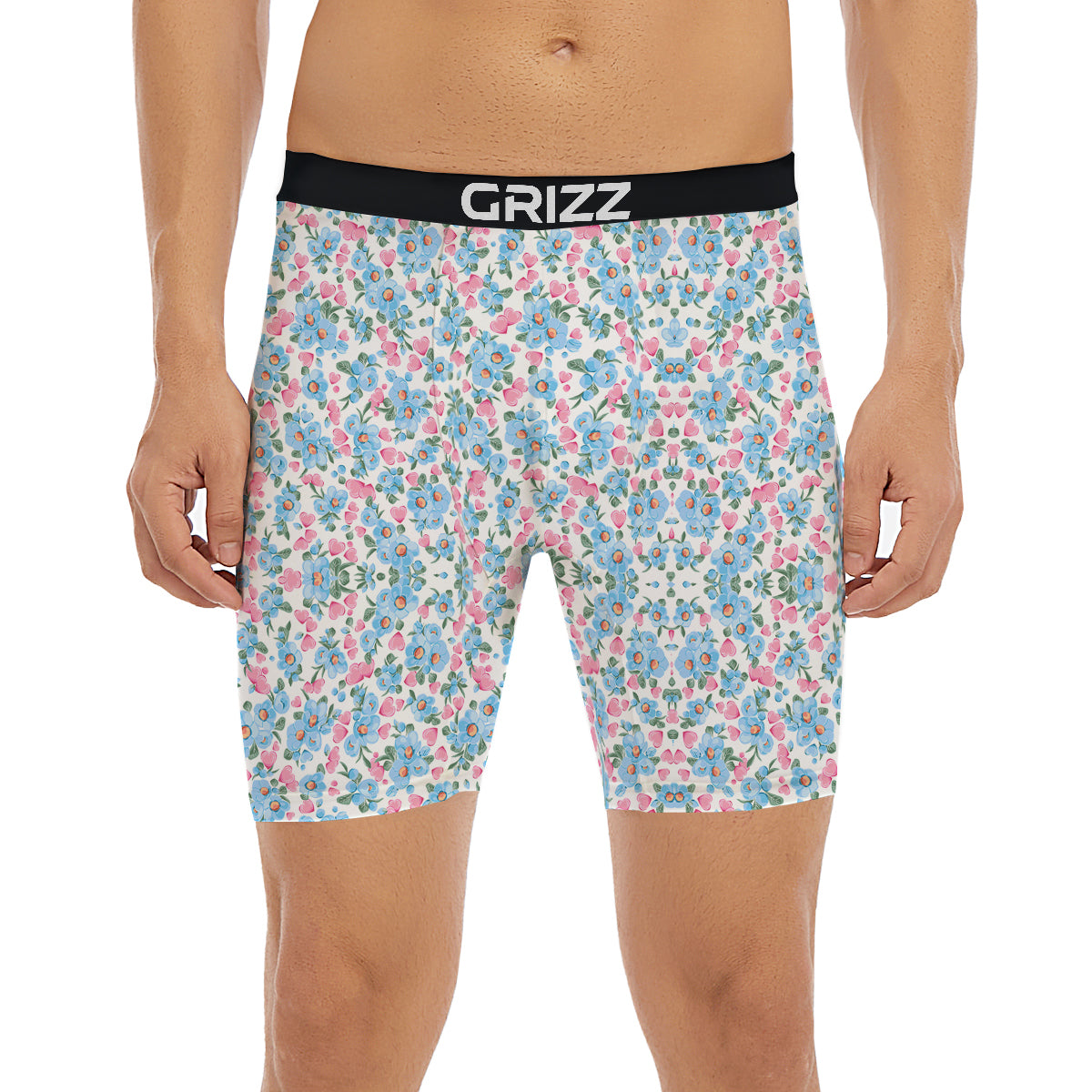 Heart And Flower Valentine's Day Print Pattern Boxer Briefs-grizzshop