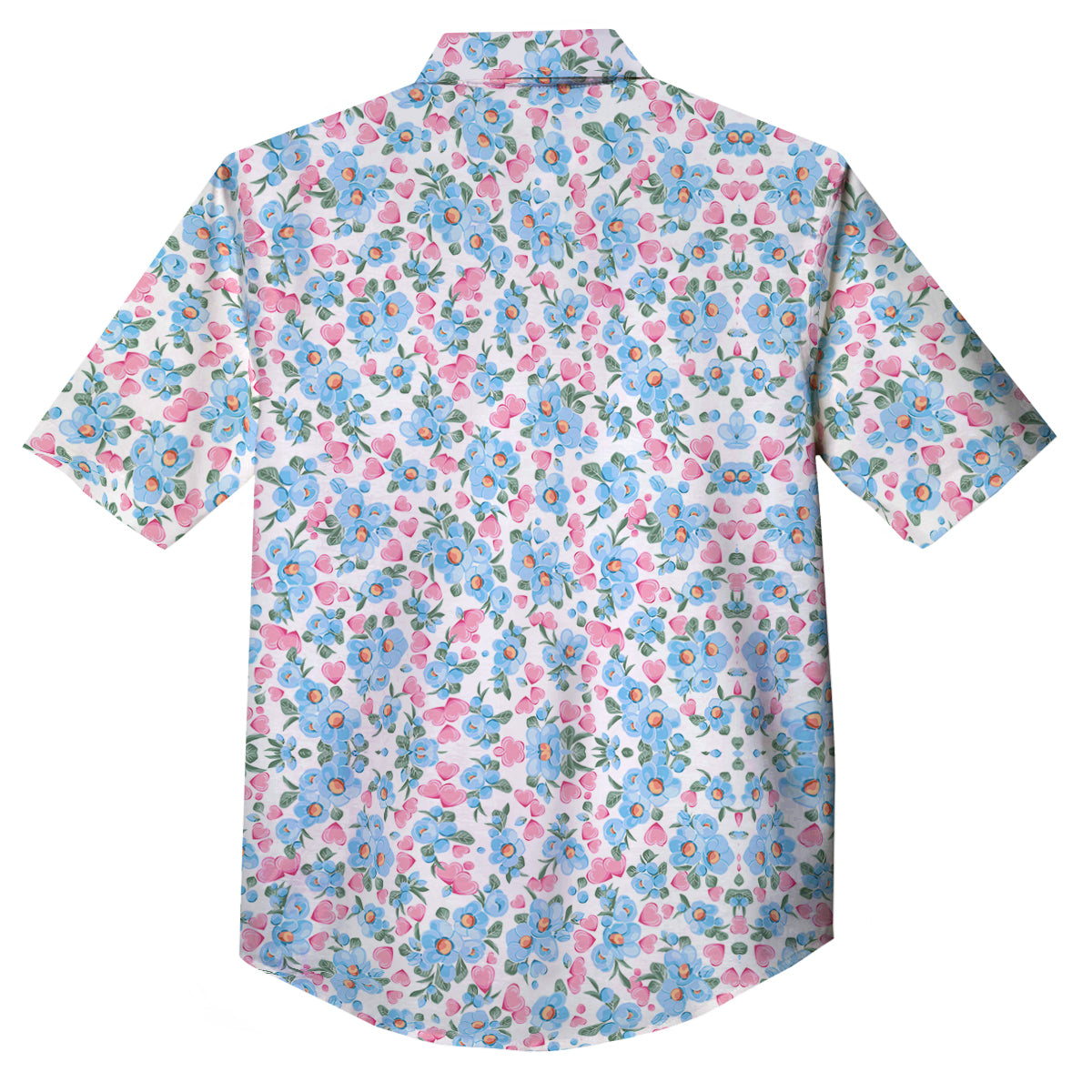 Heart And Flower Valentine's Day Print Pattern Button Up Shirt-grizzshop