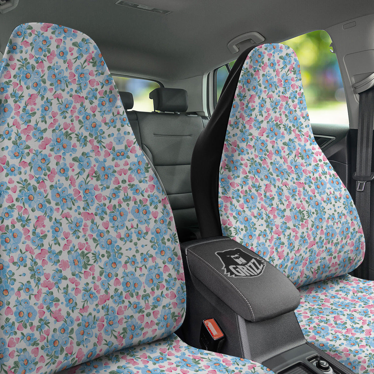 Heart And Flower Valentine's Day Print Pattern Car Seat Covers-grizzshop