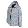 Heart And Flower Valentine's Day Print Pattern Down Jacket-grizzshop