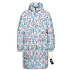 Heart And Flower Valentine's Day Print Pattern Long Down Jacket-grizzshop