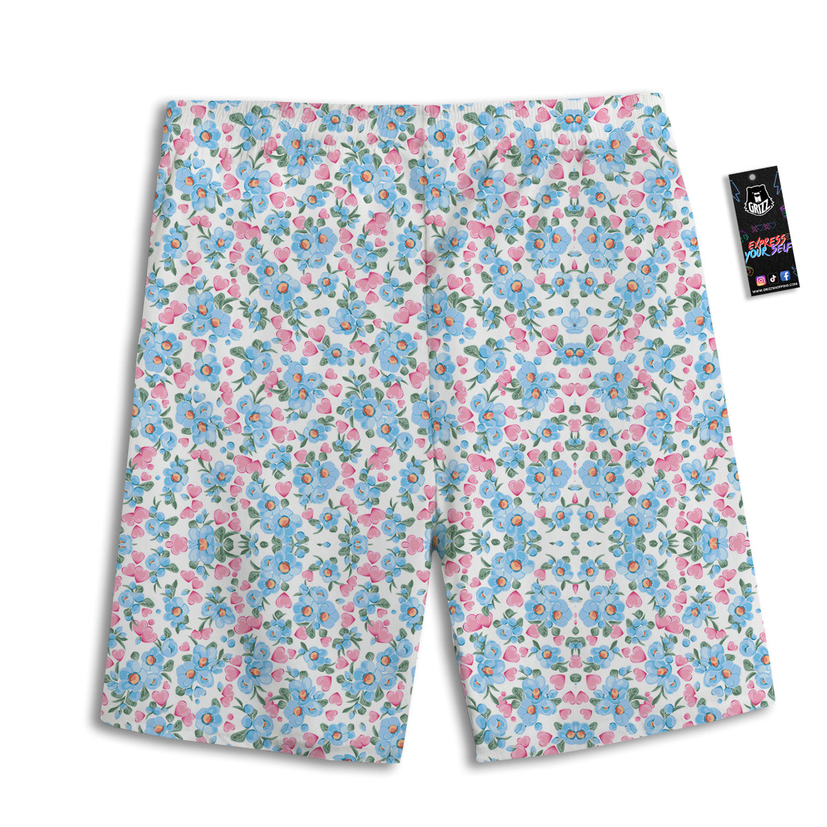 Heart And Flower Valentine's Day Print Pattern Men's Athletic Shorts