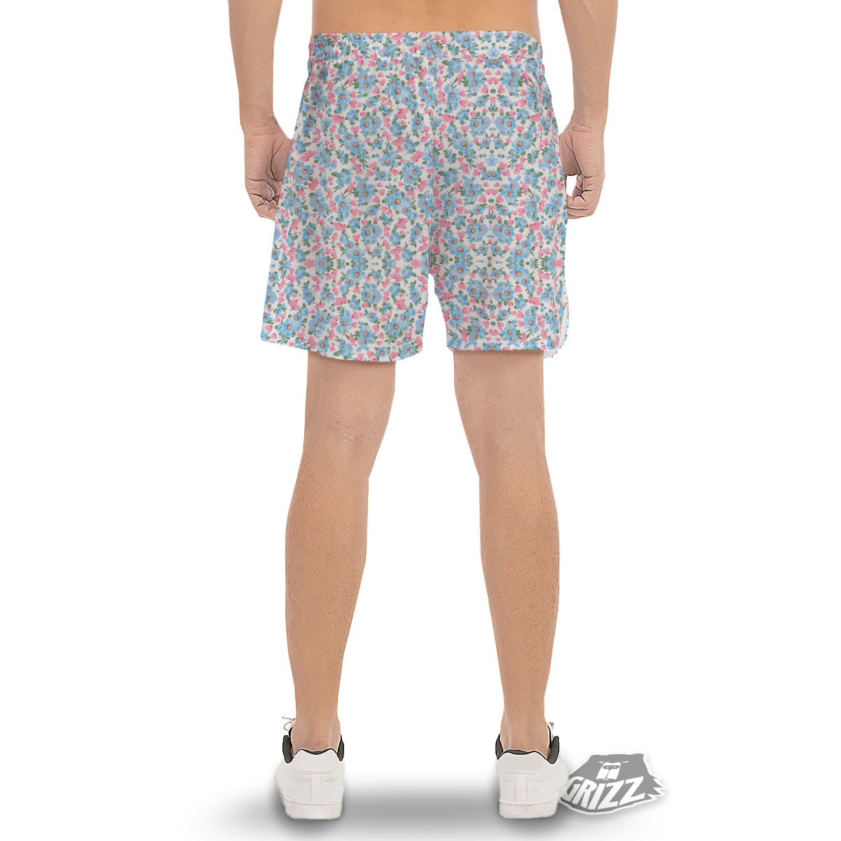 Heart And Flower Valentine's Day Print Pattern Men's Gym Shorts-grizzshop