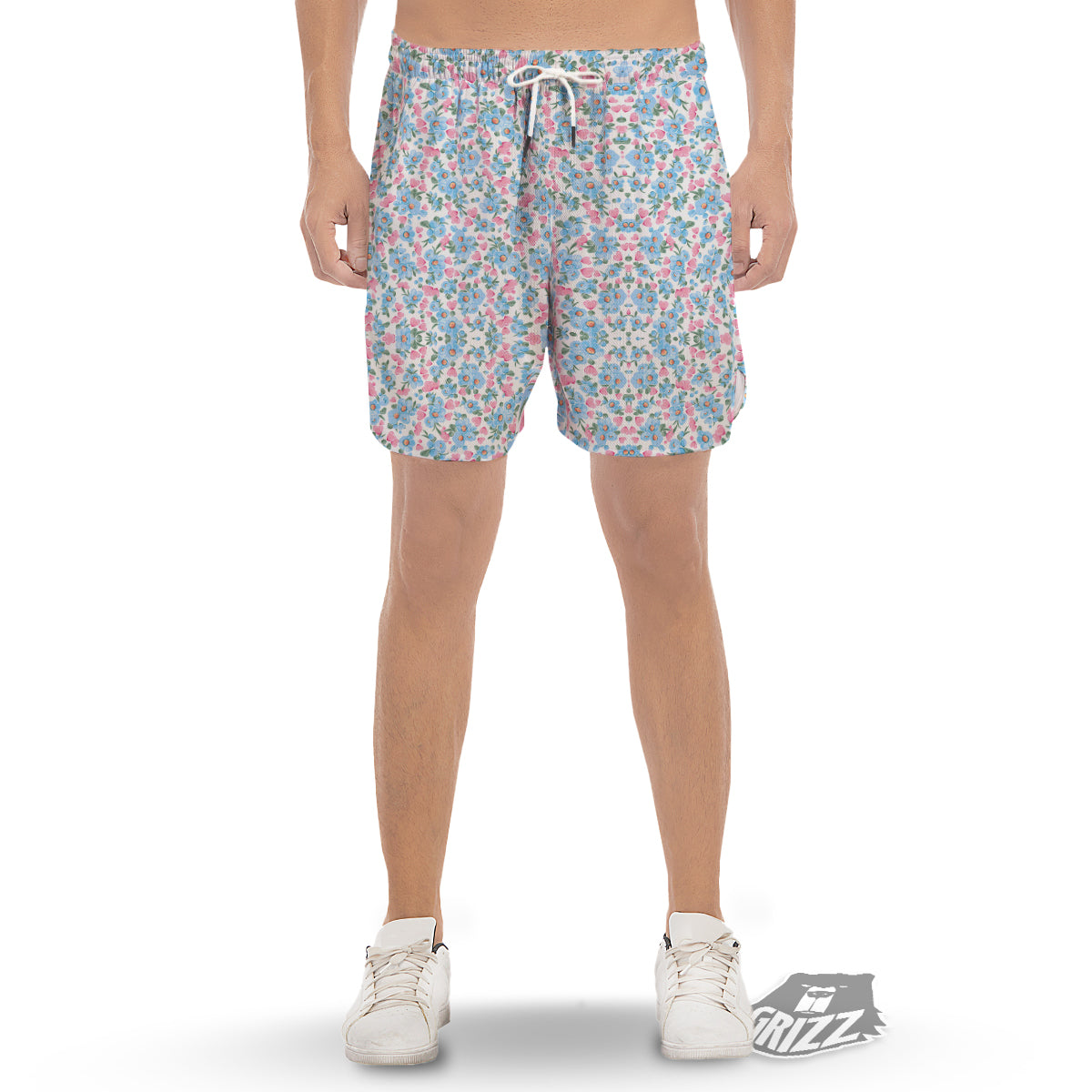 Heart And Flower Valentine's Day Print Pattern Men's Gym Shorts-grizzshop