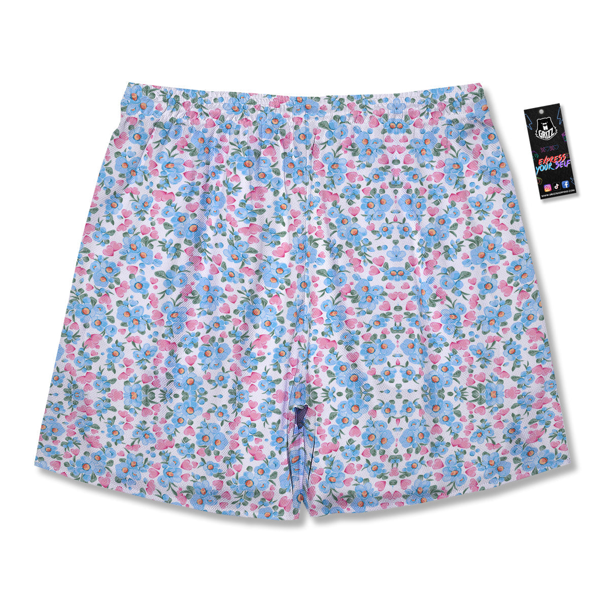 Heart And Flower Valentine's Day Print Pattern Men's Running Shorts-grizzshop