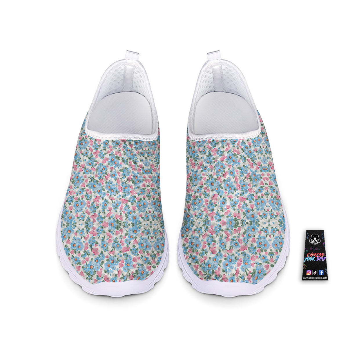 Heart And Flower Valentine's Day Print Pattern Nurse Shoes-grizzshop