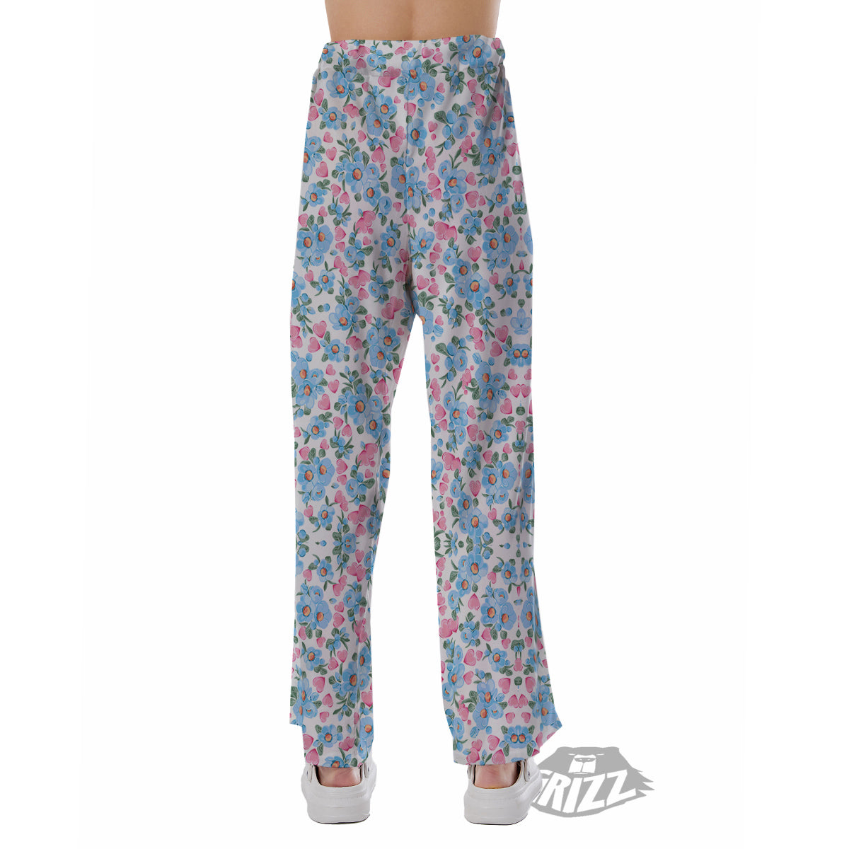 Heart And Flower Valentine's Day Print Pattern Pajama Pants-grizzshop