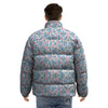 Heart And Flower Valentine's Day Print Pattern Puffer Jacket-grizzshop