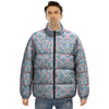 Heart And Flower Valentine's Day Print Pattern Puffer Jacket-grizzshop