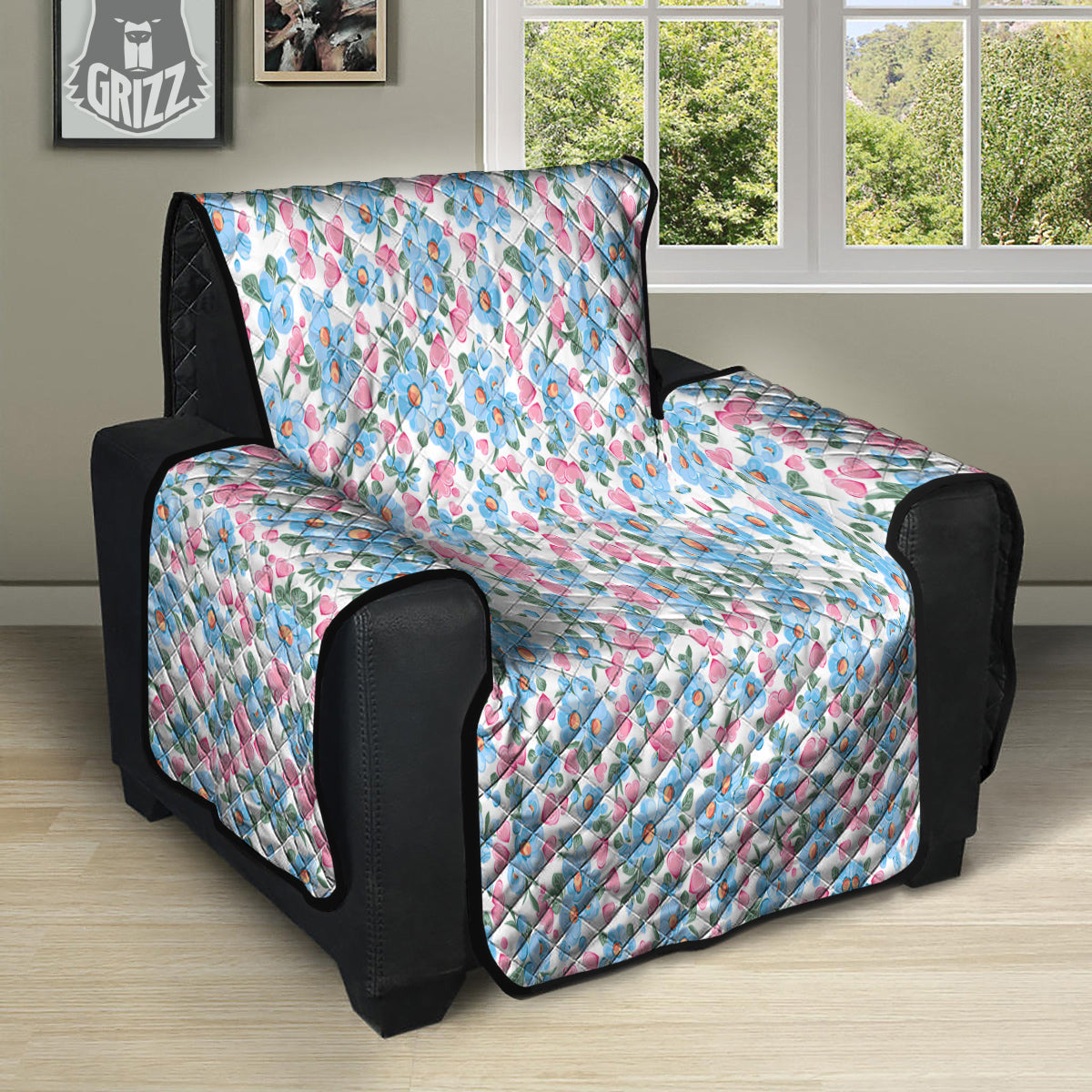 Heart And Flower Valentine's Day Print Pattern Recliner Protector-grizzshop