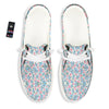 Heart And Flower Valentine's Day Print Pattern White Loafers-grizzshop