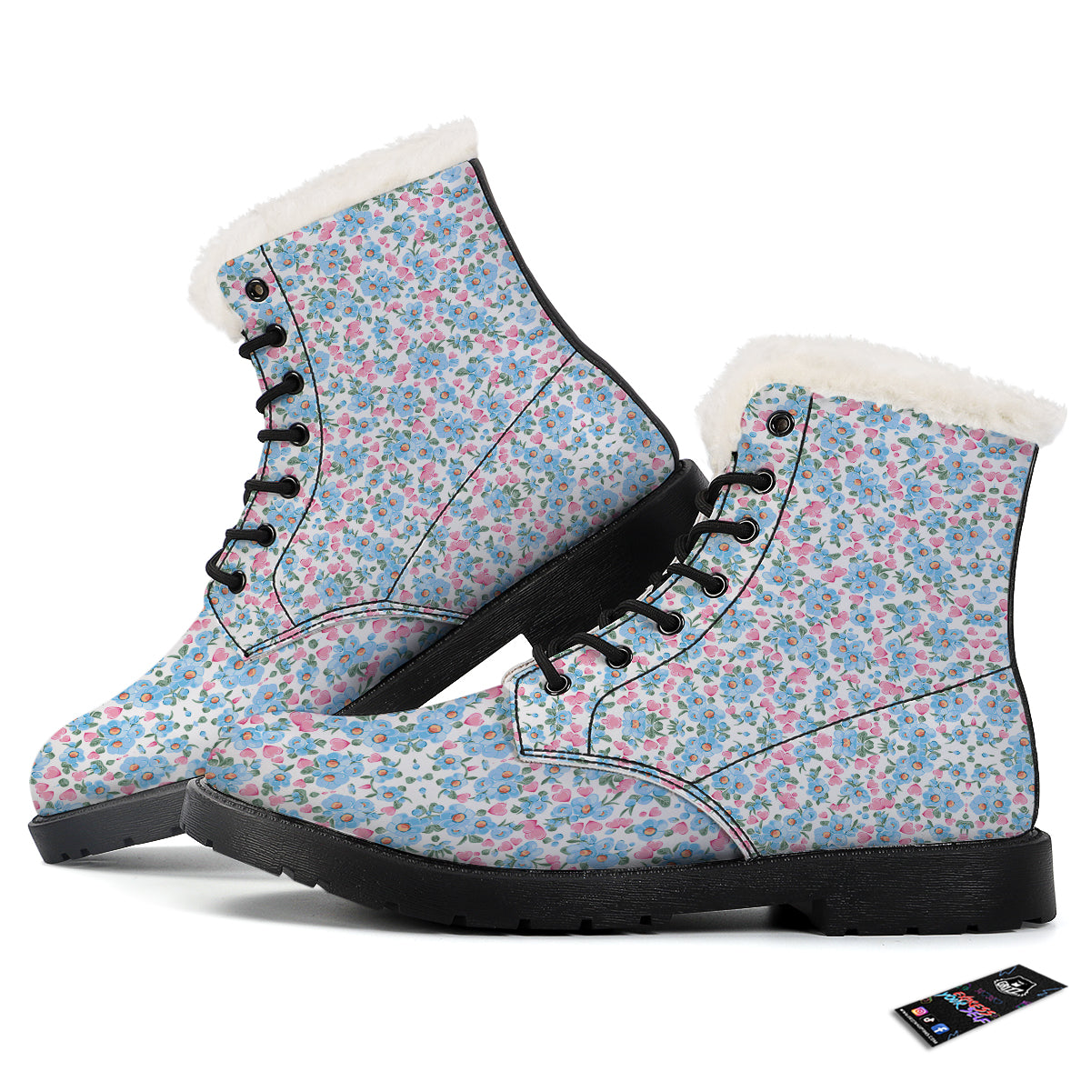 Heart And Flower Valentine's Day Print Pattern Winter Boots-grizzshop