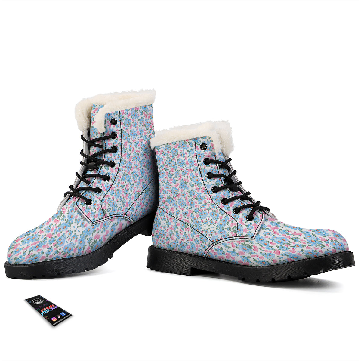 Heart And Flower Valentine's Day Print Pattern Winter Boots-grizzshop