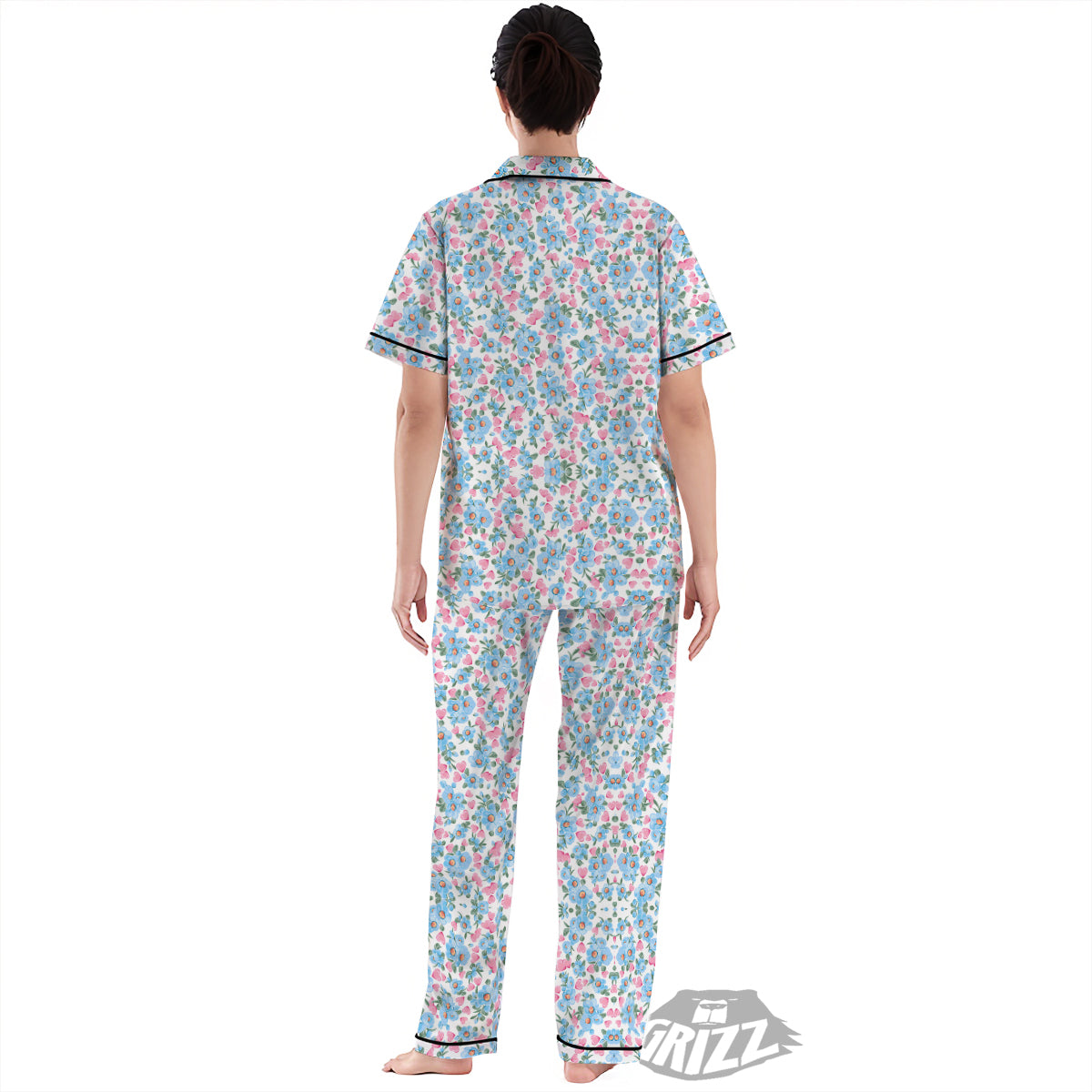 Heart And Flower Valentine's Day Print Pattern Women's Pajamas Set-grizzshop