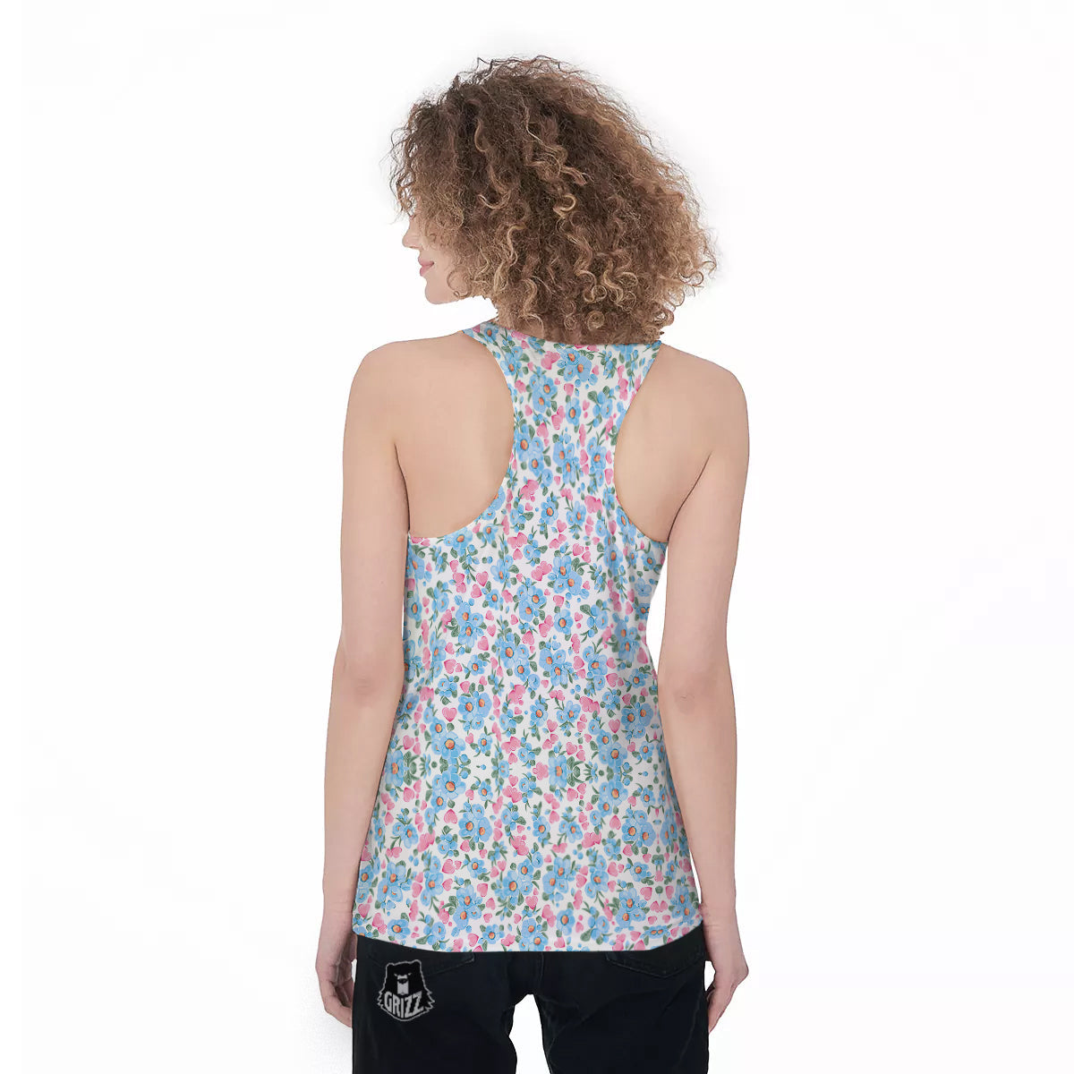 Heart And Flower Valentine's Day Print Pattern Women's Racerback Tank Top-grizzshop