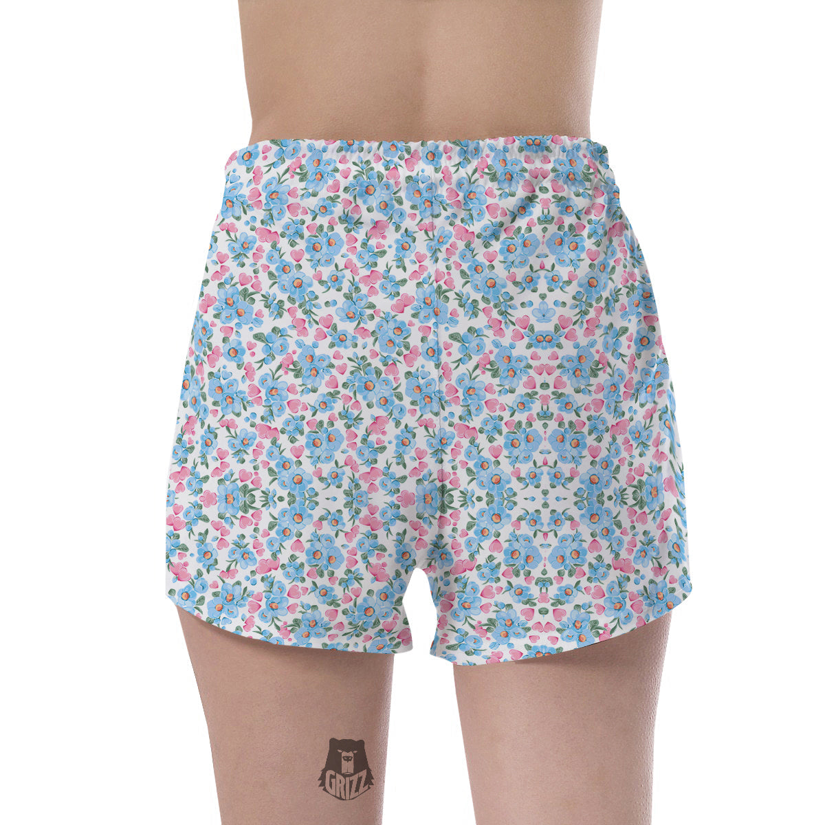 Heart And Flower Valentine's Day Print Pattern Women's Shorts-grizzshop