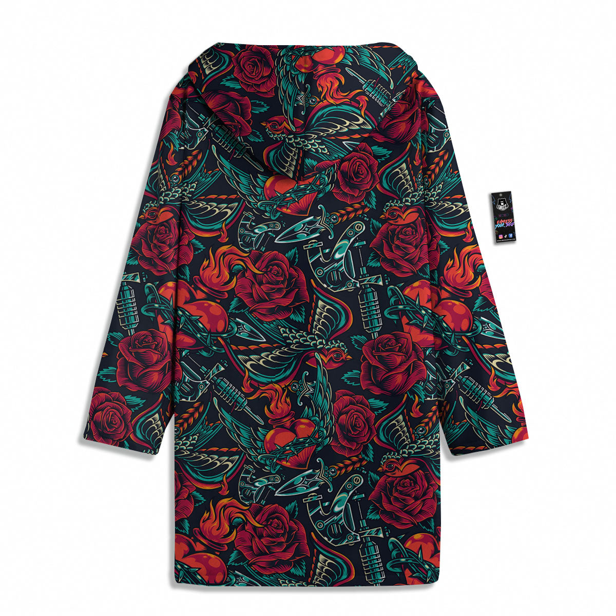 Heart And Rose Print Pattern Men's Windbreaker Jacket-grizzshop