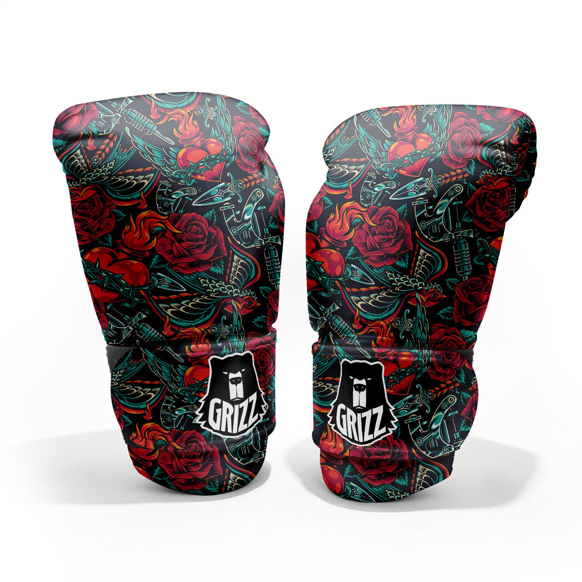 Heart And Rose Print Pattern Pro Boxing Glove