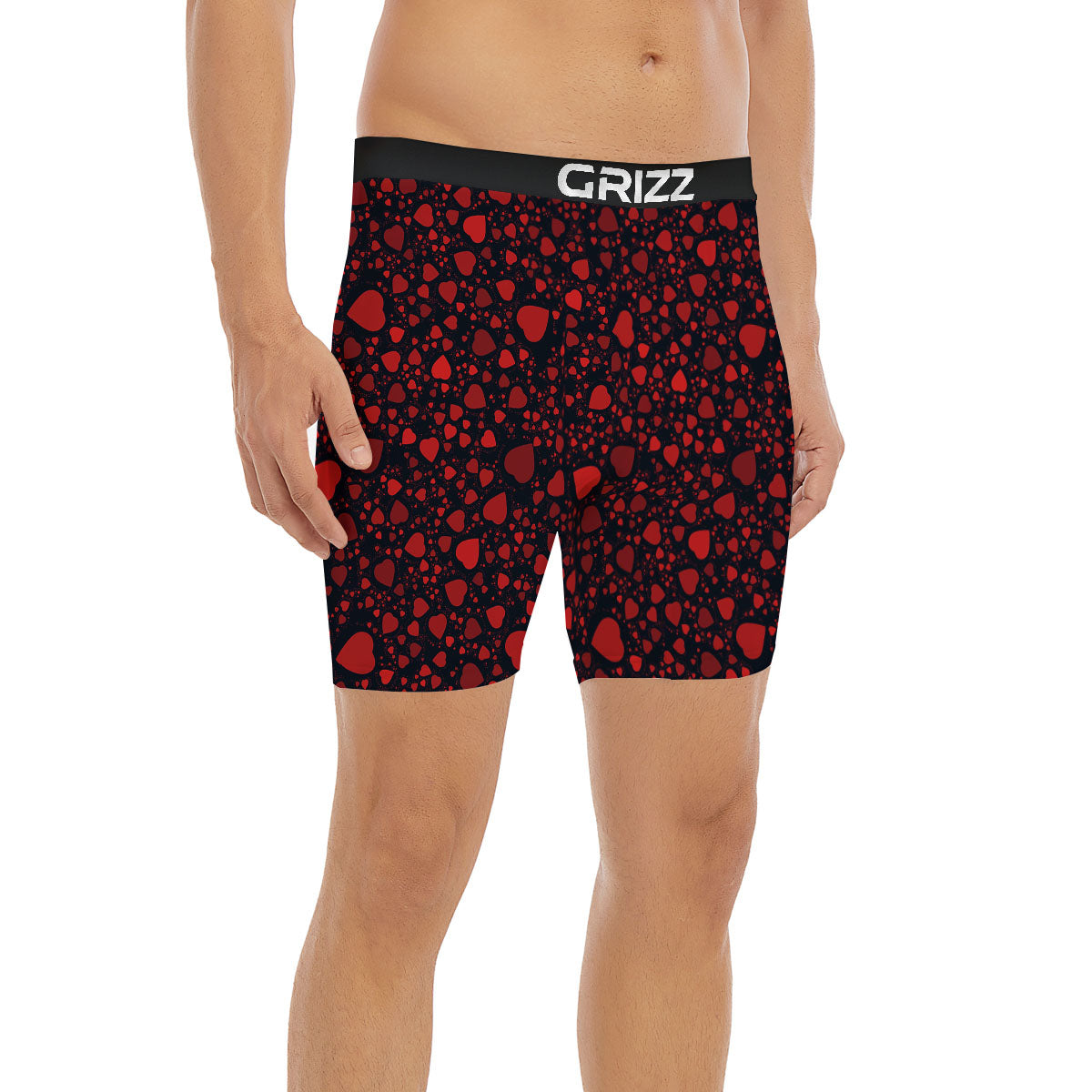 Heart Black And Red Print Pattern Boxer Briefs-grizzshop