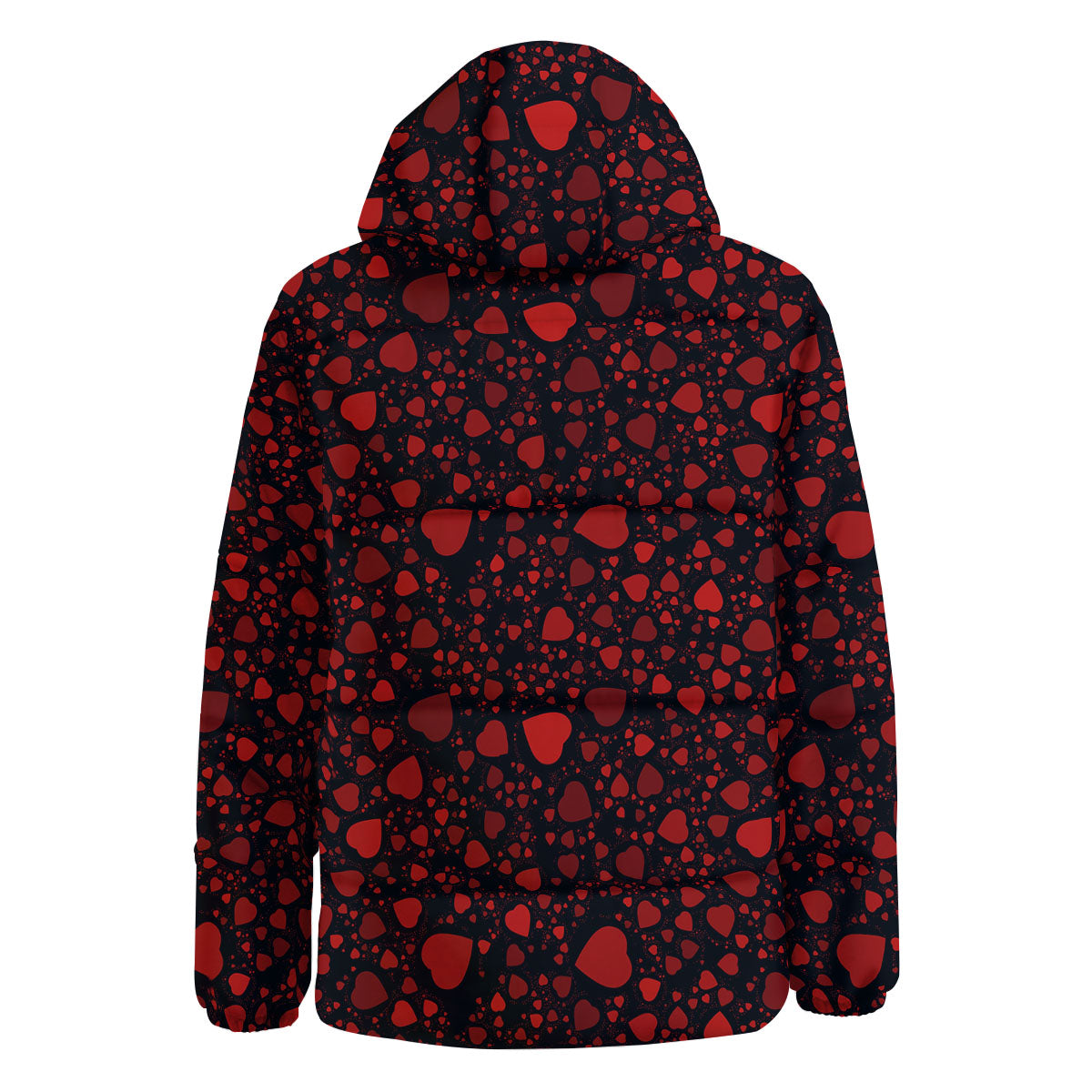 Heart Black And Red Print Pattern Down Jacket-grizzshop