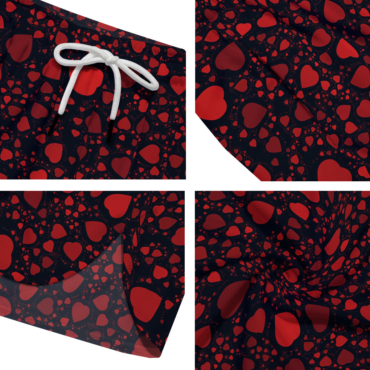 Heart Black And Red Print Pattern Men's Running Shorts-grizzshop