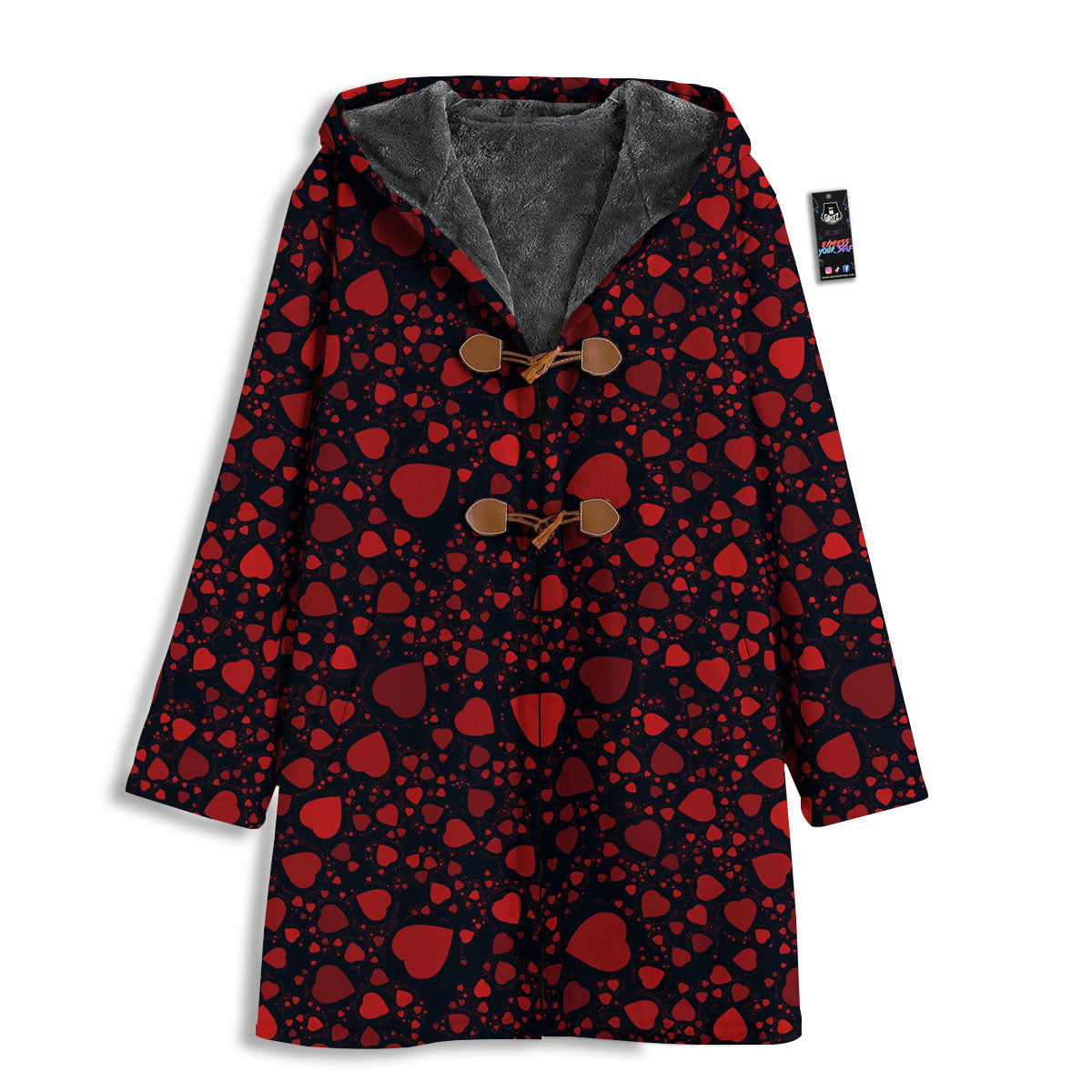 Heart Black And Red Print Pattern Men's Windbreaker Jacket-grizzshop