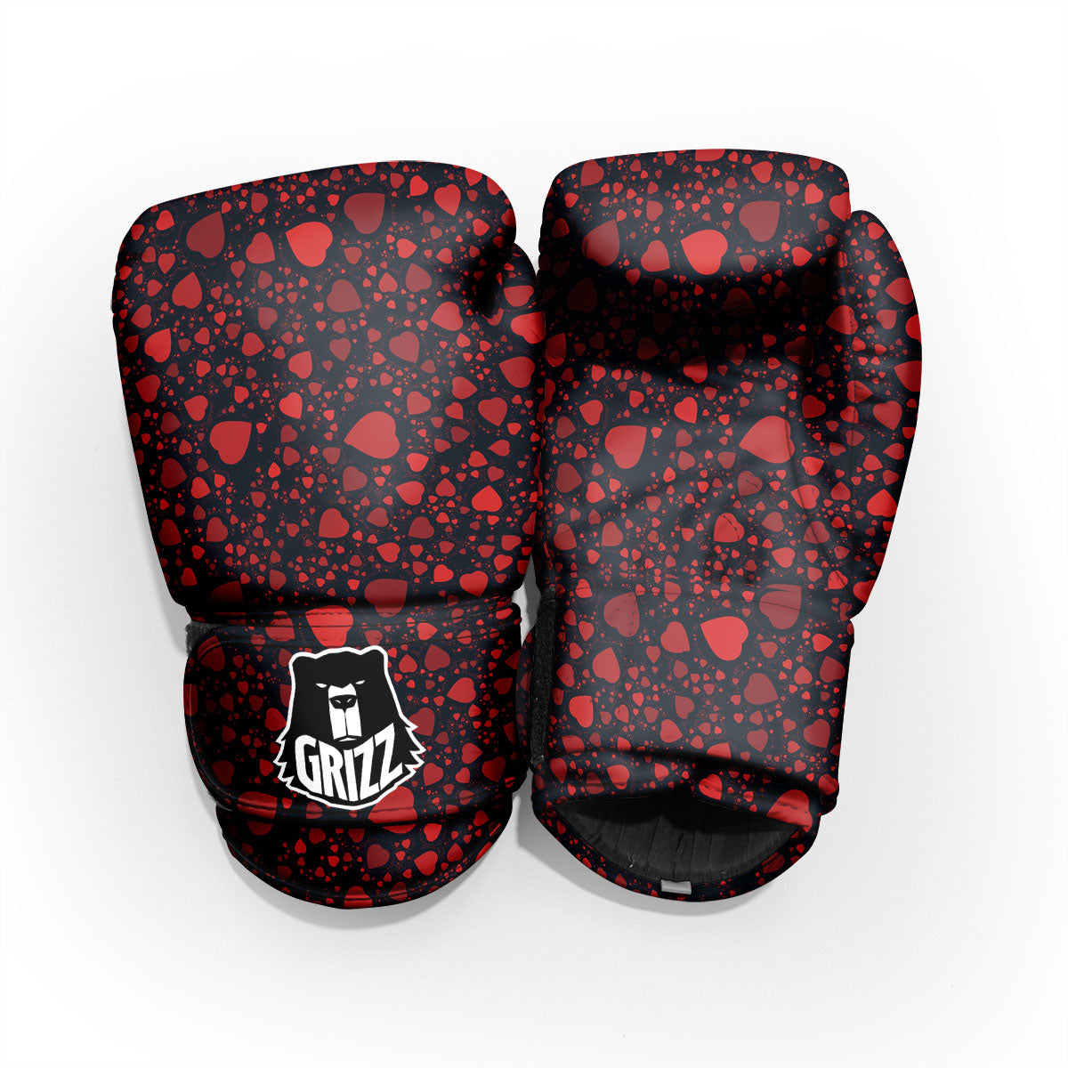 Heart Black And Red Print Pattern Pro Boxing Glove