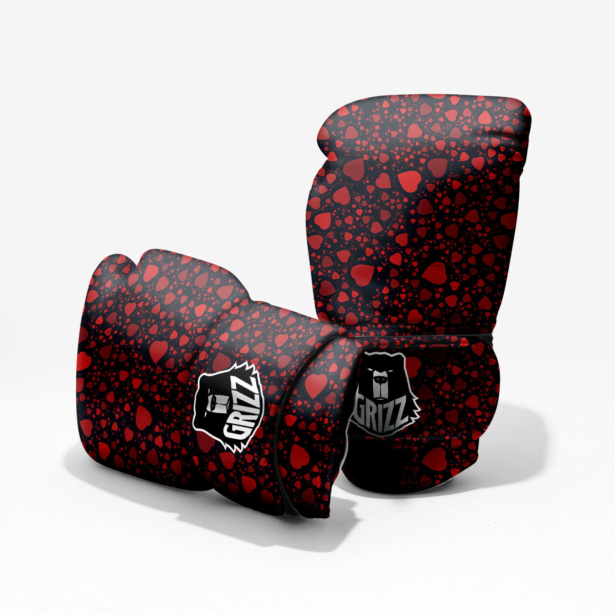 Heart Black And Red Print Pattern Pro Boxing Glove