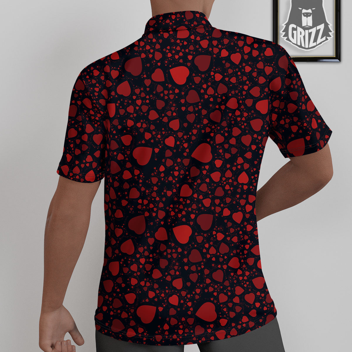 Heart Black And Red Print Pattern Untucked Shirts-grizzshop