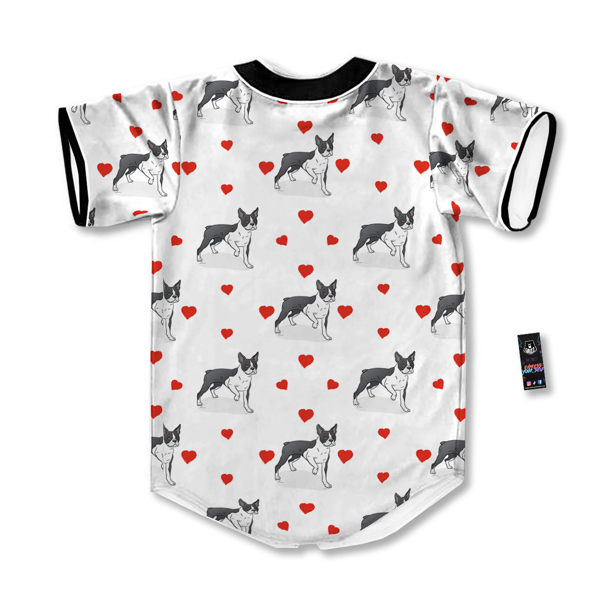 Heart Bull Terrier Print Pattern Baseball Jersey-grizzshop