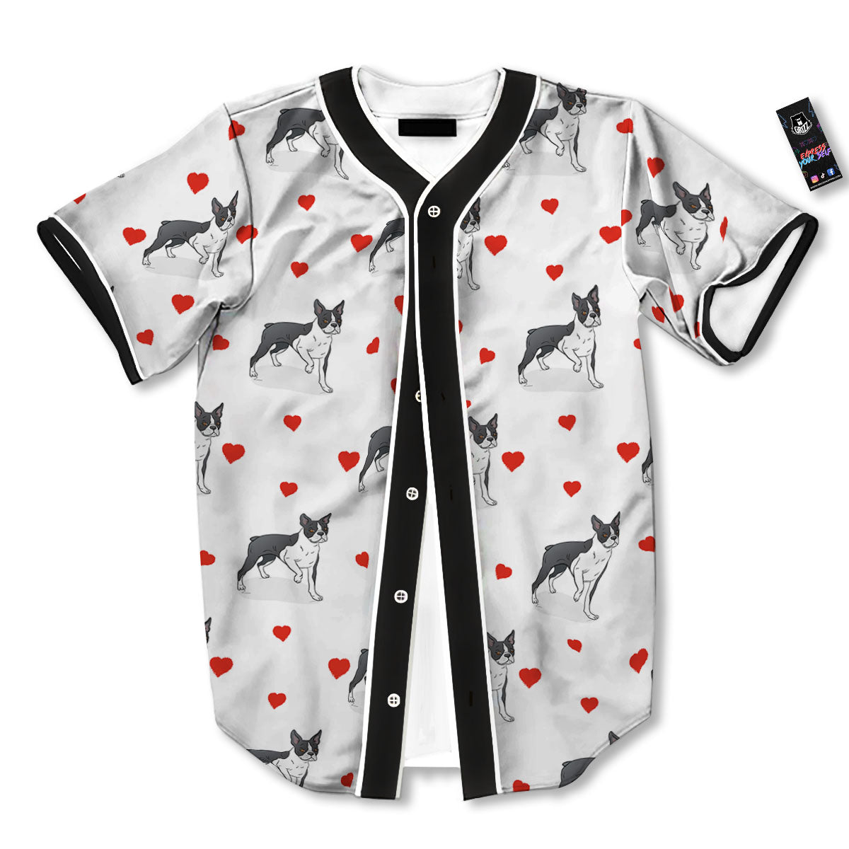 Heart Bull Terrier Print Pattern Baseball Jersey-grizzshop
