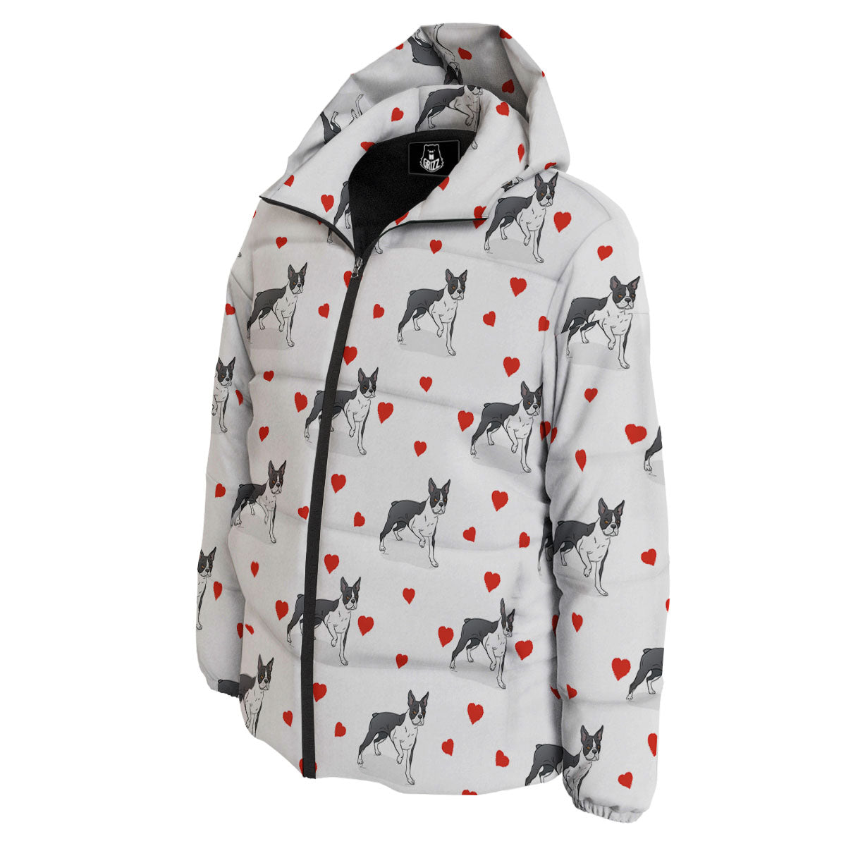 Heart Bull Terrier Print Pattern Down Jacket-grizzshop