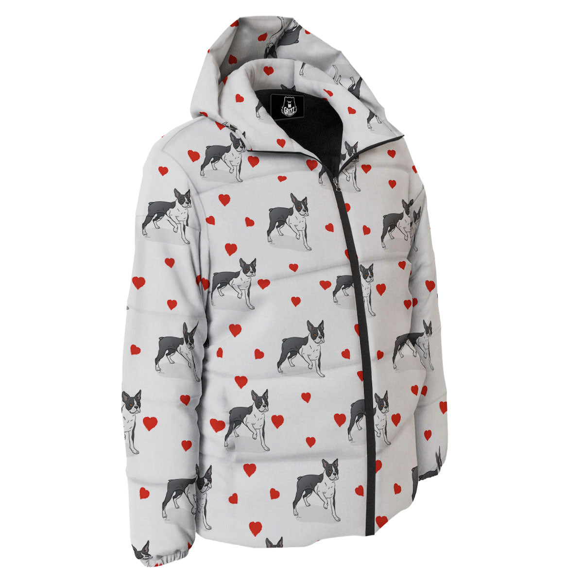 Heart Bull Terrier Print Pattern Down Jacket-grizzshop
