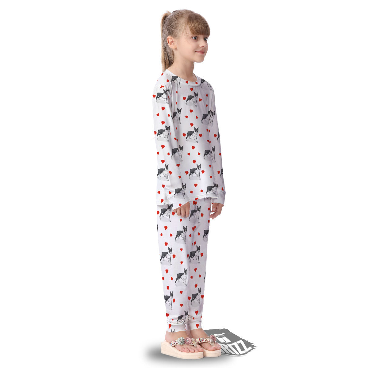 Heart Bull Terrier Print Pattern Kid's Pajamas-grizzshop