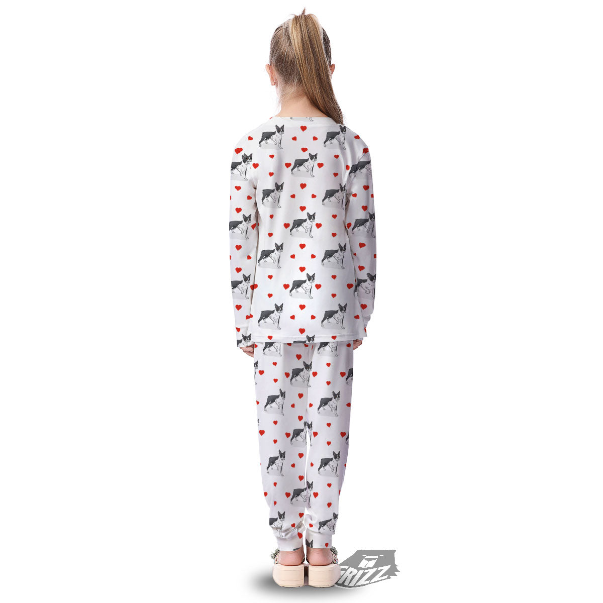 Heart Bull Terrier Print Pattern Kid's Pajamas-grizzshop