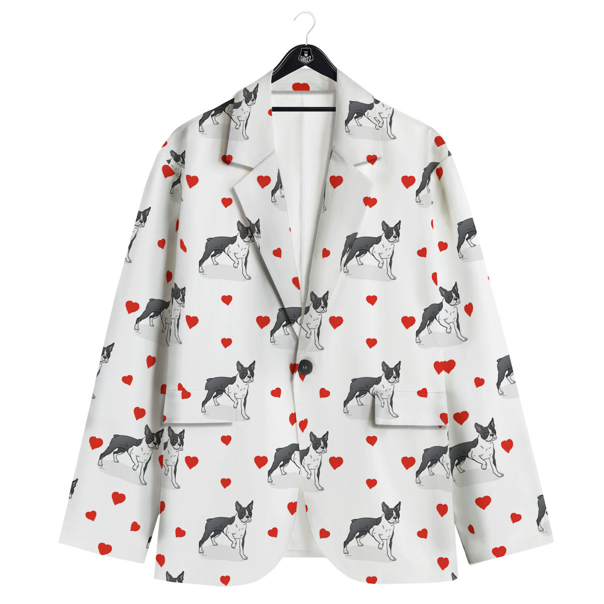 Heart Bull Terrier Print Pattern Men's Sport Coat-grizzshop