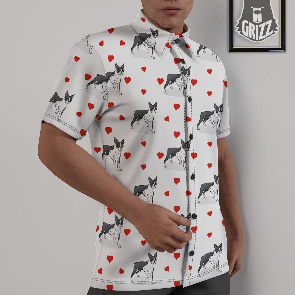 Heart Bull Terrier Print Pattern Untucked Shirts-grizzshop