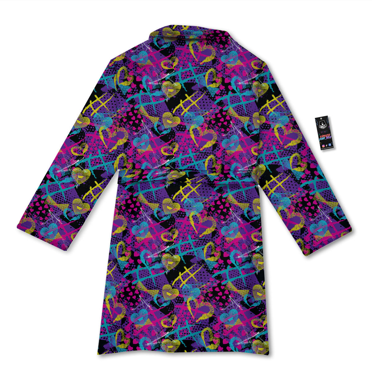 Heart Graffiti Print Pattern Bathrobe-grizzshop