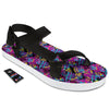 Heart Graffiti Print Pattern Black Open Toe Sandals-grizzshop