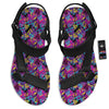 Heart Graffiti Print Pattern Black Open Toe Sandals-grizzshop