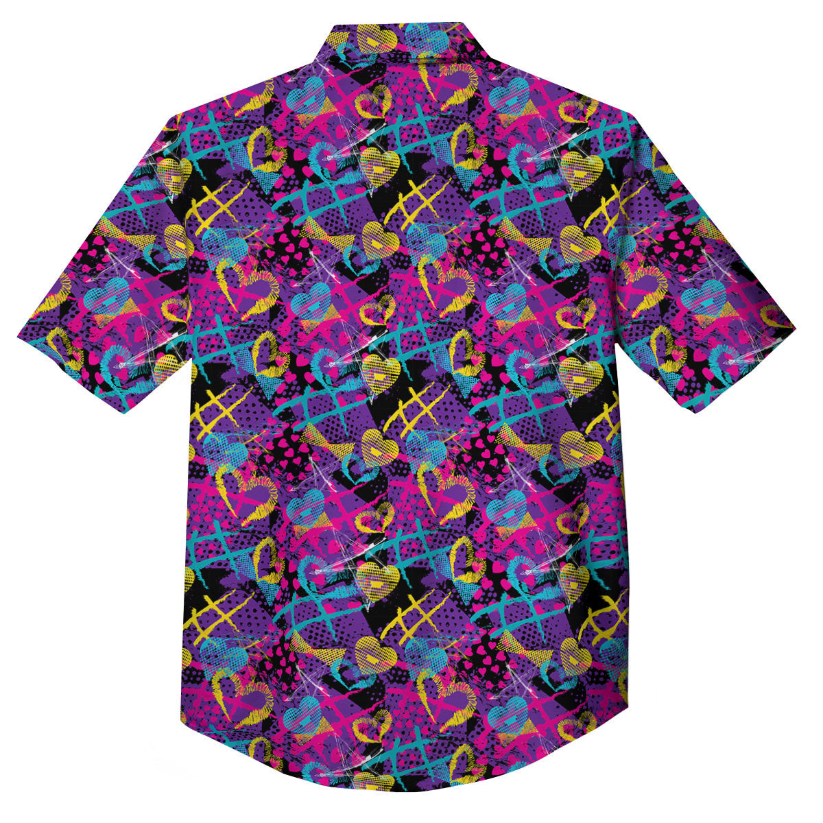 Heart Graffiti Print Pattern Button Up Shirt-grizzshop