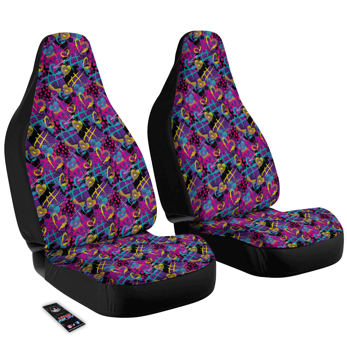 Heart Graffiti Print Pattern Car Seat Covers-grizzshop