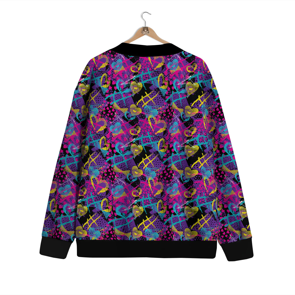 Heart Graffiti Print Pattern Cardigan-grizzshop