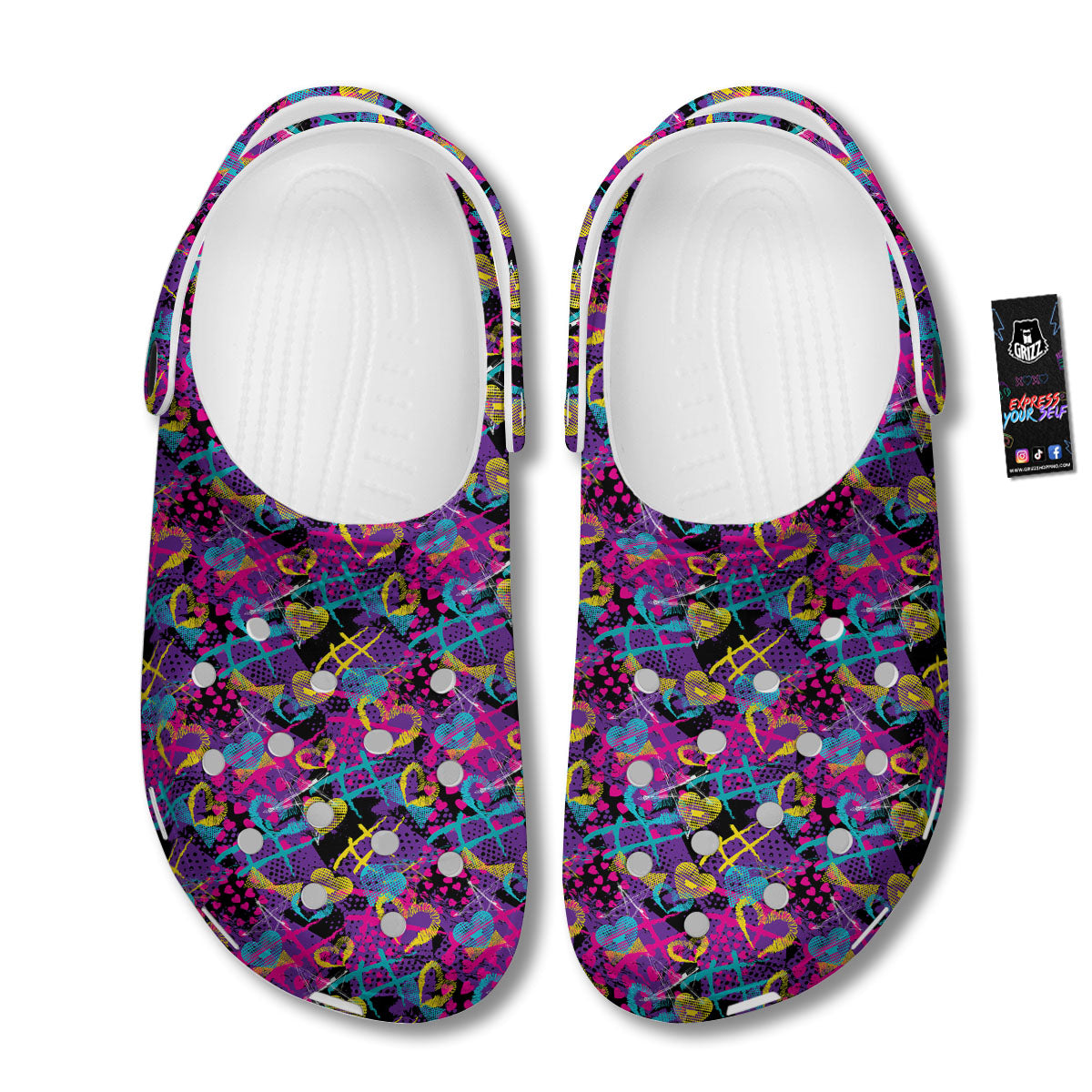 Heart Graffiti Print Pattern Clog-grizzshop