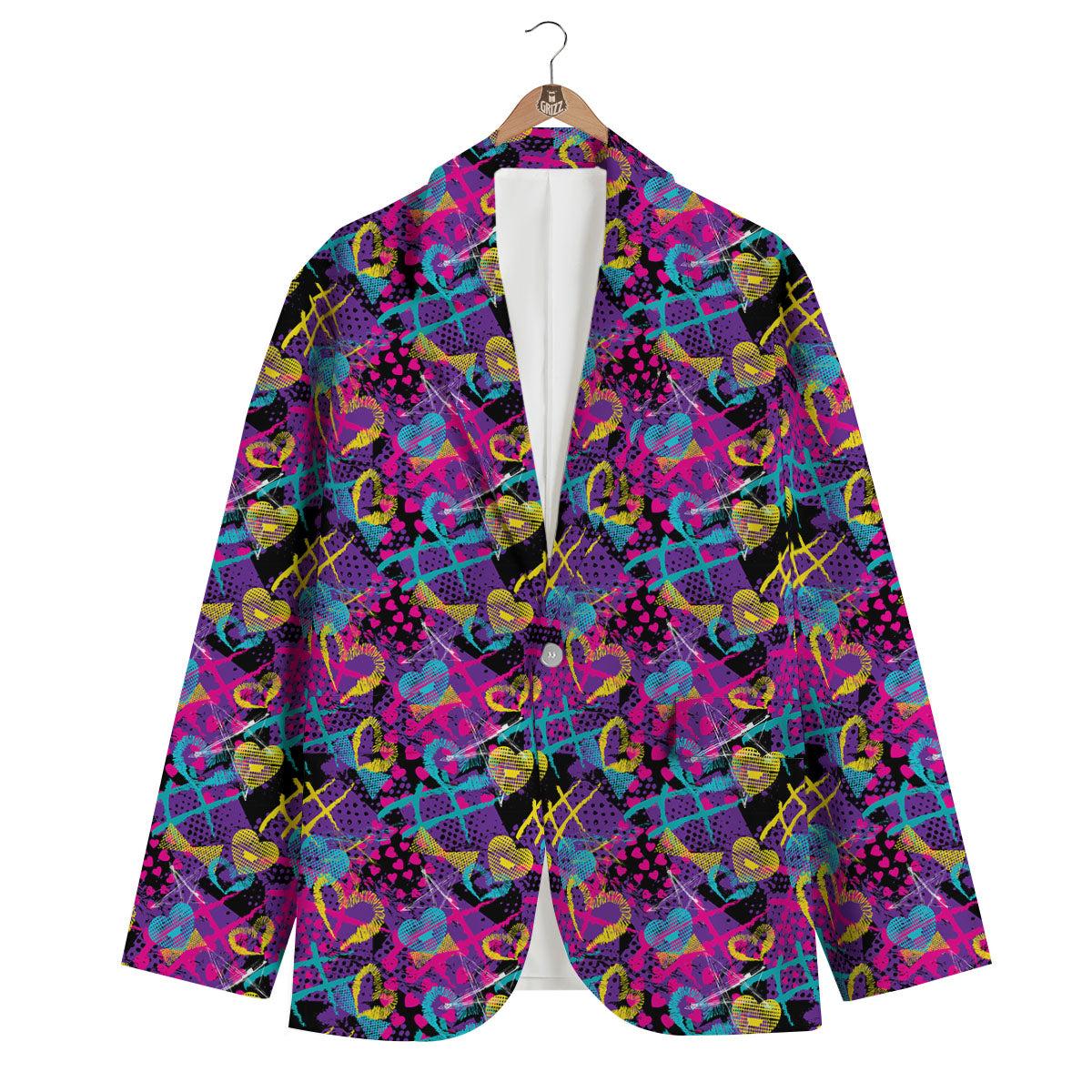 Heart Graffiti Print Pattern Men's Blazer-grizzshop