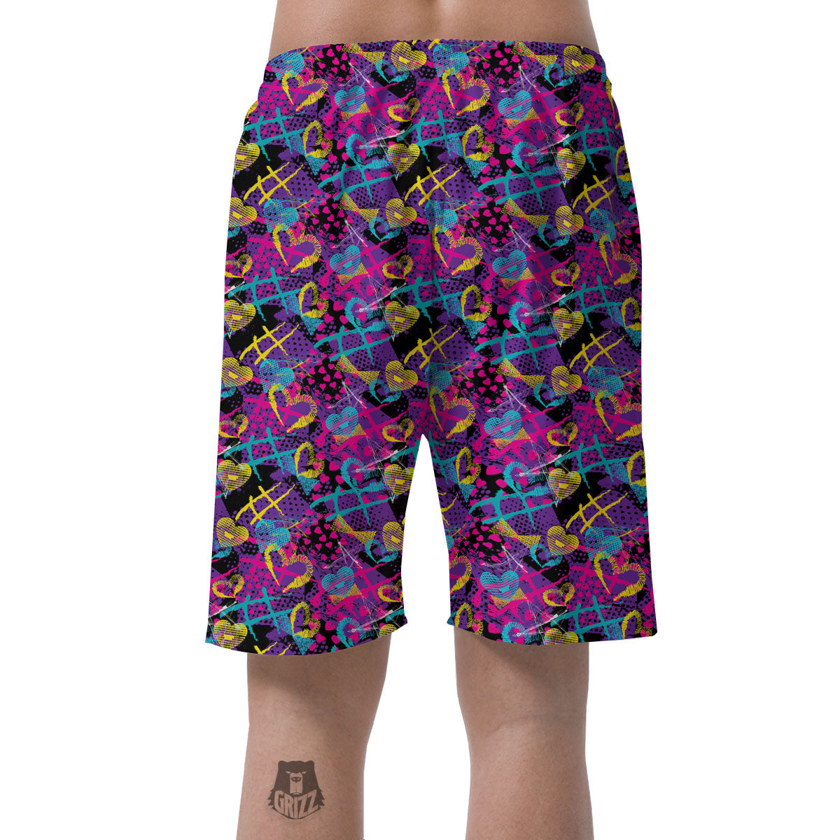 Heart Graffiti Print Pattern Men's Shorts-grizzshop
