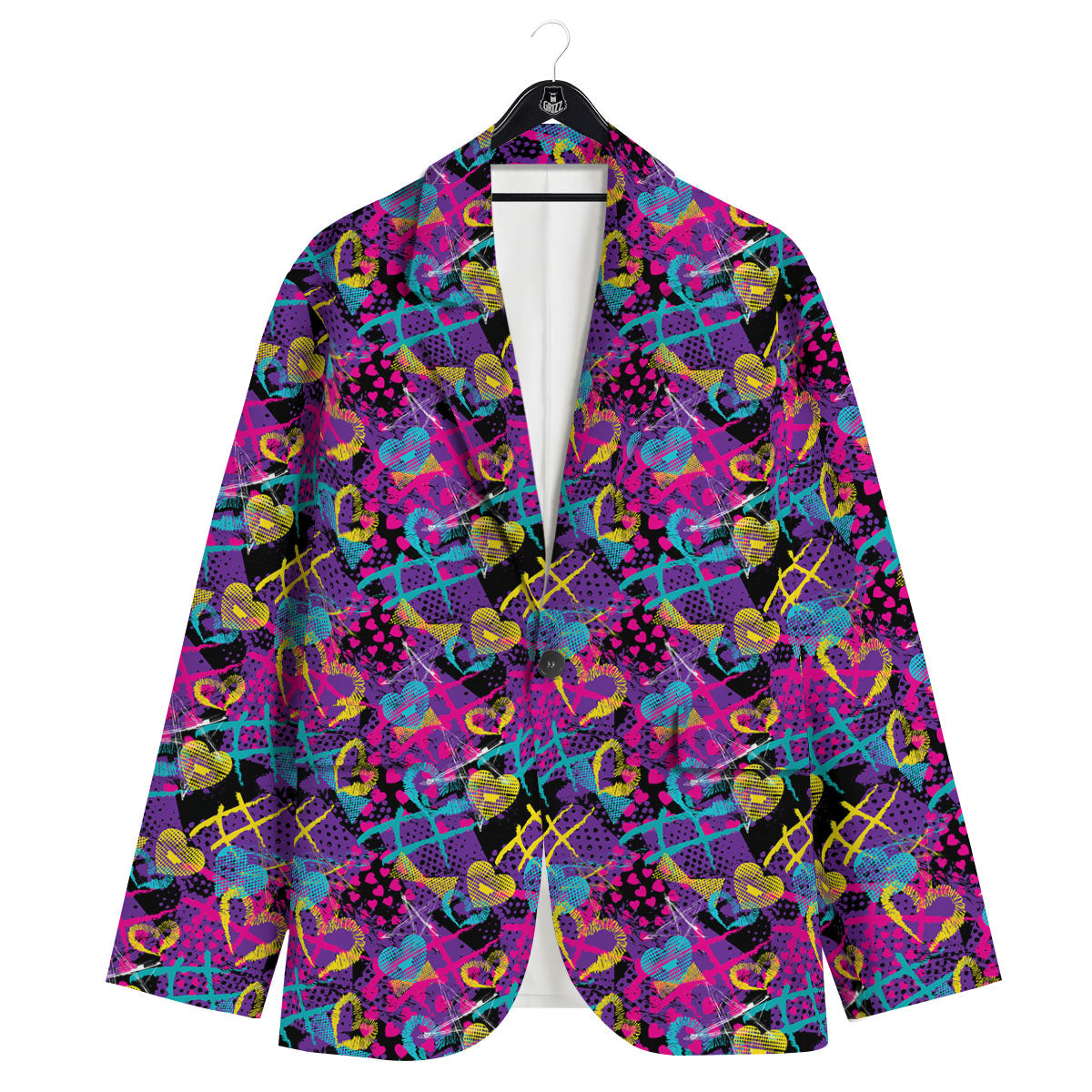 Heart Graffiti Print Pattern Men's Sport Coat-grizzshop