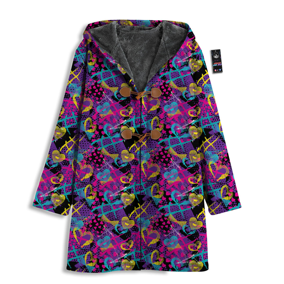 Heart Graffiti Print Pattern Men's Windbreaker Jacket-grizzshop