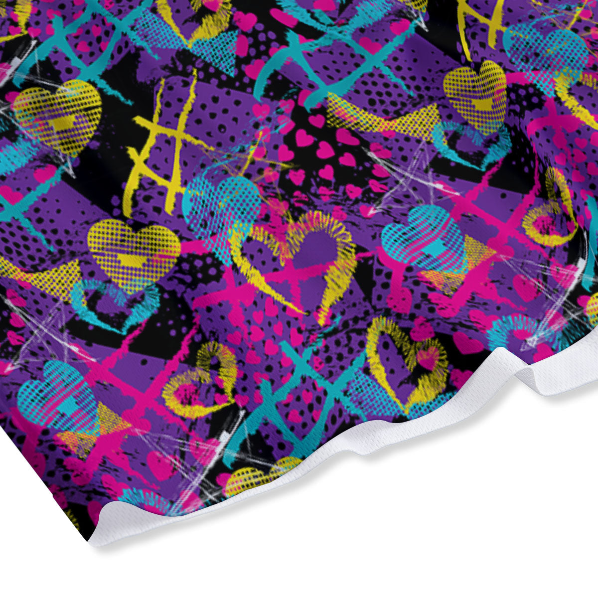 Heart Graffiti Print Pattern Mesh Shorts